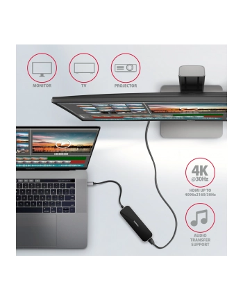 axagon HMC-6H4A Wieloportowy hub 4x USB-A + HDMI, USB-C 3.2 Gen 1, PD 100W, 20cm USB-C kabel