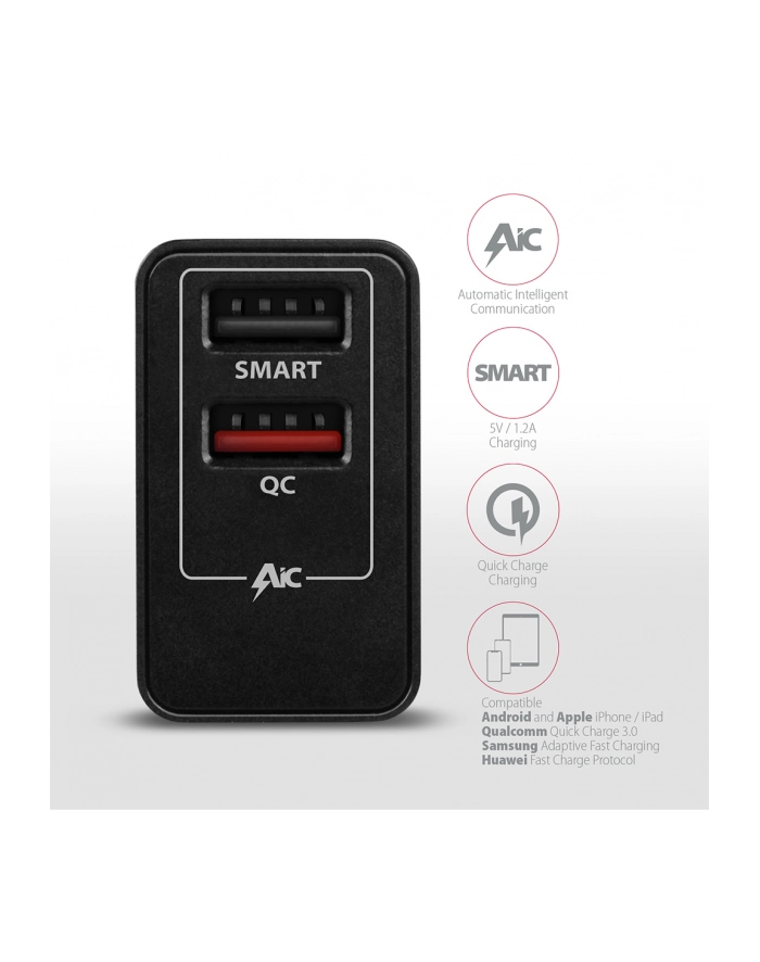axagon ACU-QS24 Ładowarka sieciowa QC 24W, 2x port USB--A, QC3.0/AFC/FCP + 5V/1.2A główny