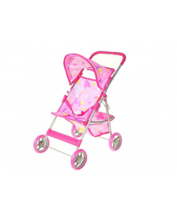 Wózek dla lalek różowy w kolorowe serduszka 2112 ADAR