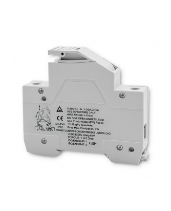 qoltec Podstawa bezpiecznikowa z diodą + bezpiecznik DC | 1P | 1000V |  15A | 10x38 | solar