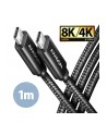 axagon BUCM432-CM10AB Kabel USB-C  USB-C, USB4 Gen 3x2 1m, PD 100W, 8K HD, ALU, oplot Czarny - nr 14