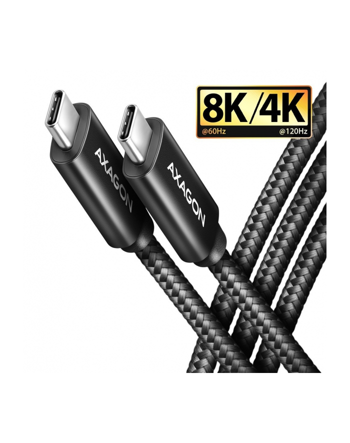axagon BUCM432-CM10AB Kabel USB-C  USB-C, USB4 Gen 3x2 1m, PD 100W, 8K HD, ALU, oplot Czarny główny