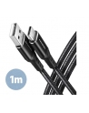 axagon BUCM-AM10AB Kabel USB-C  USB-A, 1.0m USB 2.0, 3A, ALU, oplot Czarny - nr 4