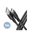 axagon BUCM-AM10AB Kabel USB-C  USB-A, 1.0m USB 2.0, 3A, ALU, oplot Czarny - nr 9