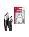 axagon BUCM-AM20AB Kabel USB-C - USB-A, 2m, USB 2.0, 3A, ALU, oplot, Czarny - nr 25