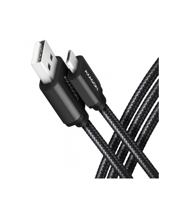 axagon BUMM-AM10AB Kabel Micro USB  USB-A, 1m, USB 2.0, 2.4A, ALU, oplot, Czarny