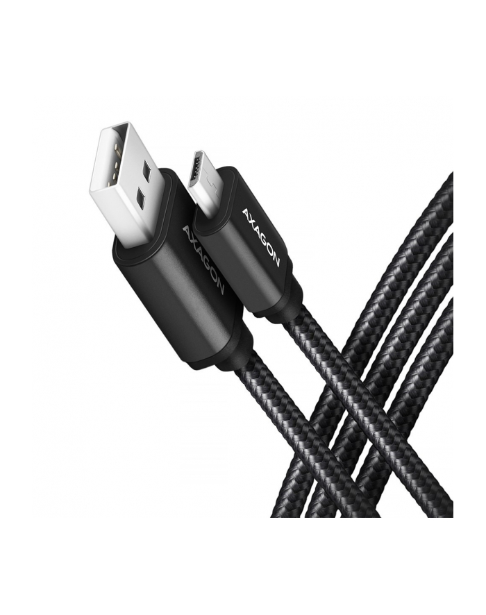 axagon BUMM-AM10AB Kabel Micro USB  USB-A, 1m, USB 2.0, 2.4A, ALU, oplot, Czarny główny