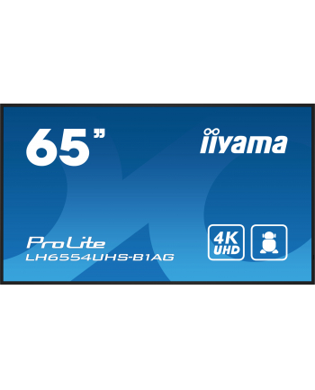 iiyama Monitor wielkoformatowy 64.5 cala LH6554UHS-B1AG 24/7,IPS,ANDROID.11,4K,SDM,2x10W