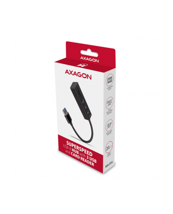 axagon HMA-CR3A Wieloportowy hub 3x USB-A + SD/microSD, USB3.2 Gen 1 hub, metalowy, 20cm USB-A kabel