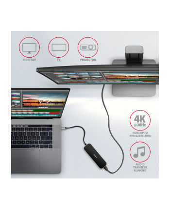 axagon HMC-6H4A Wieloportowy hub 4x USB-A + HDMI, USB-C 3.2 Gen 1, PD 100W, 20cm USB-C kabel