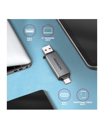 axagon CRE-DAC Czytnik kart zewnętrzny USB3.2 Gen 1 Type-C + Type-A SD/microSD