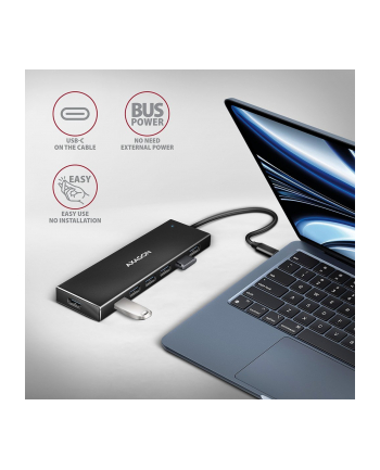 axagon HUE-F7C Hub 7-portowy USB-C 3.2 Gen 1 ALU FLAT micro USB, 30cm USB-C kabel