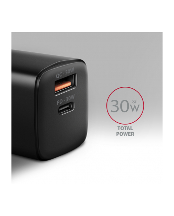 axagon ACU-PQ30 Ładowarka sieciowa, PD ' QC 30W, QC3.0,4.0/AFC/FCP/PPS/Apple, Czarna