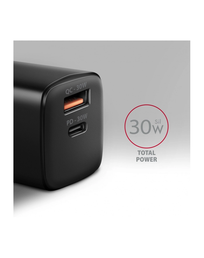 axagon ACU-PQ30 Ładowarka sieciowa, PD ' QC 30W, QC3.0,4.0/AFC/FCP/PPS/Apple, Czarna główny