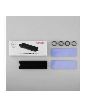 axagon CLR-M2L10 Chłodnica aluminiowa pasywna do dysku M.2 SSD, ALU korpus, silikonowe silikonowe podkładki termiczne, wysokość 10mm