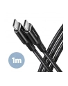axagon Kabel BUCM-CM10AB USB-C  USB-C 2.0, 1m, PD 60W, 3A, ALU, oplot Czarny - nr 24