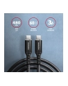 axagon Kabel BUCM-CM30AB USB-C USB-C 2.0, 3m, PD 60W, 3A, ALU, oplot, Czarny - nr 9