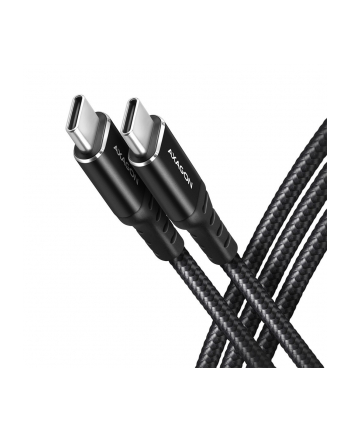 axagon Kabel BUCM-CM10AB USB-C  USB-C 2.0, 1m, PD 60W, 3A, ALU, oplot Czarny