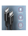 axagon Kabel BUCM-CM20AB USB-C USB-C 2.0, 2m, PD 60W, 3A, ALU, oplot Czarny - nr 24