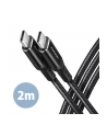 axagon Kabel BUCM-CM20AB USB-C USB-C 2.0, 2m, PD 60W, 3A, ALU, oplot Czarny - nr 3