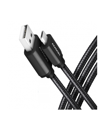 axagon Kabel BUMM-AM15AB Micro USB  USB-A, 1.5m, USB 2.0, 2.4A, ALU, oplot, Czarny