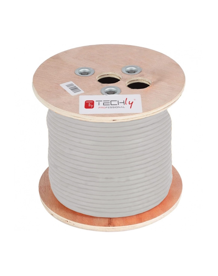 TECHLY Kabel skrętka Cat5e F/UTP drut miedź LSZH 305m szara główny