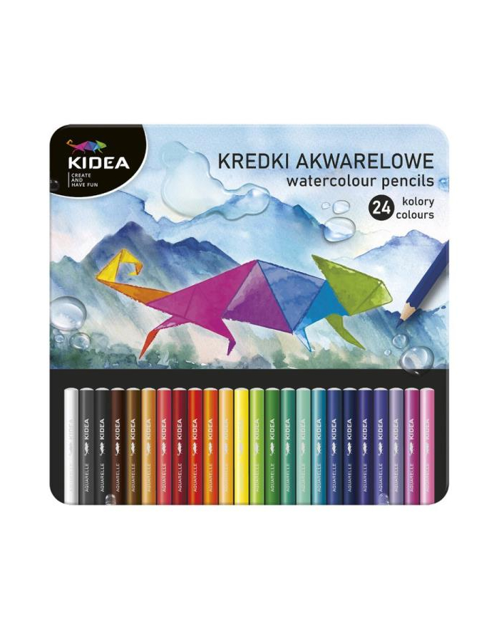 derform Kredki akwarelowe 24 kolory w metalowym pudełku Kidea główny