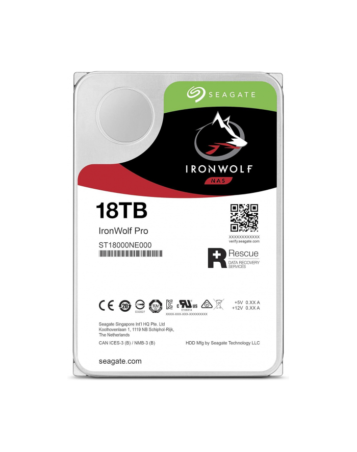 SEAGATE Ironwolf PRO Enterprise NAS HDD 18TB 7200rpm 6Gb/s SATA 256MB cache 3.5inch 24x7 for NAS and RAID BLK Project (P) główny
