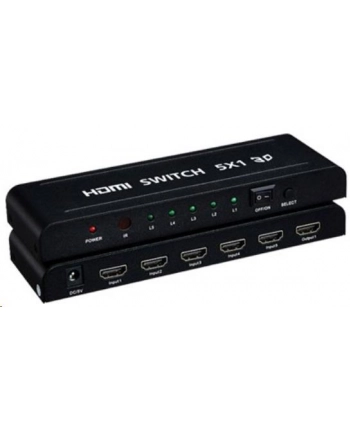 Premiumcord Hdmi Przełącznik 5:1 Z Pilotem Zdalnego Sterowania I Zasilaczem Sieciowym, Metalowa Obudowa, Przełącznik Ze Statusem Led, Rozdzielczość Wi