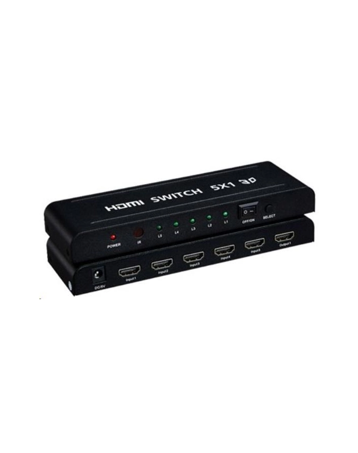 Premiumcord Hdmi Przełącznik 5:1 Z Pilotem Zdalnego Sterowania I Zasilaczem Sieciowym, Metalowa Obudowa, Przełącznik Ze Statusem Led, Rozdzielczość Wi główny