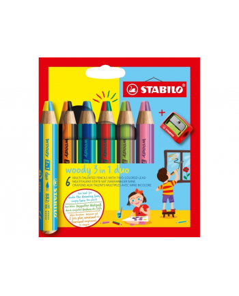 Kredki STABILO WOODY 3w1 6 kolorów + temperówka 8826-2