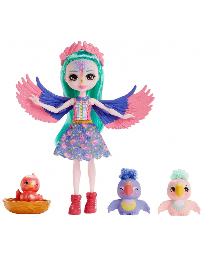 Enchantimals Rodzina Papugi Filia Finch Lalka + figurki HKN15 MATTEL główny
