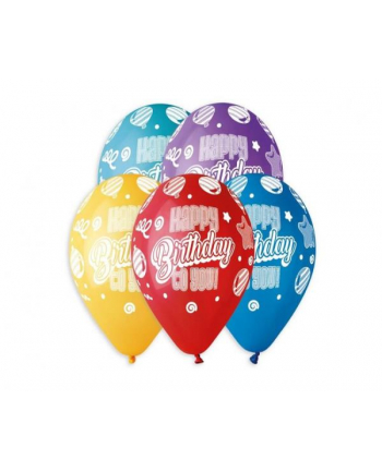 Balon premium 13'' Happy Birthday 5 szt Godan