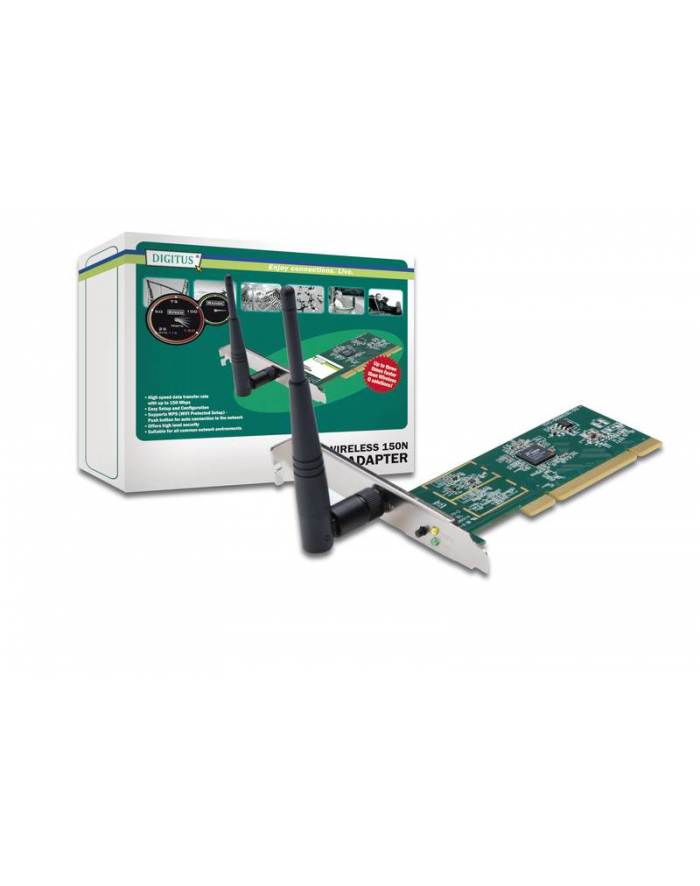 Karta sieciowa WiFi 150N PCI, 150Mbps, WPS, WPA2, 2.4GHz 802.11n/g/b główny