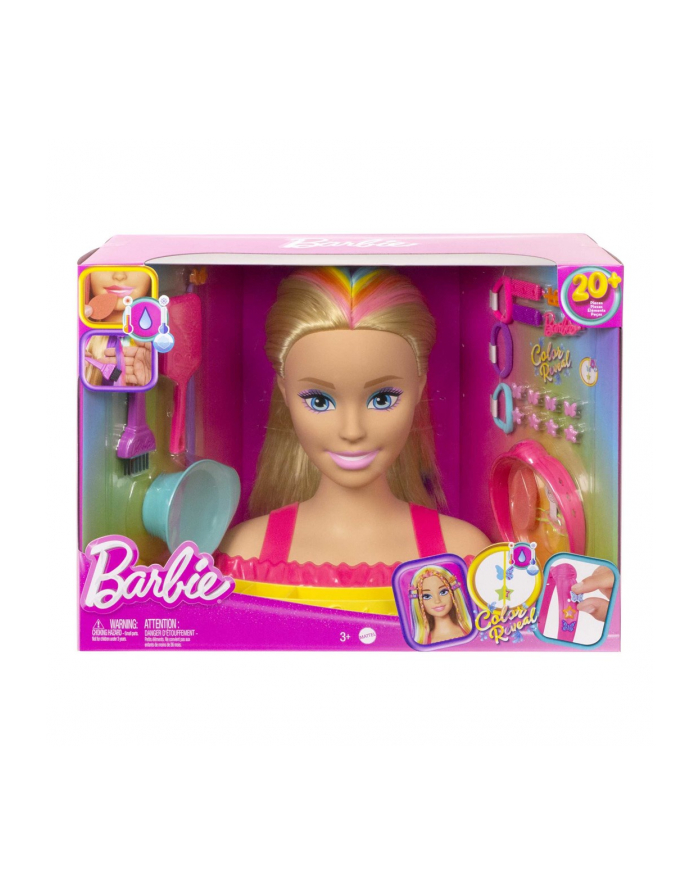 Barbie Głowa do stylizacji Neonowa tęcza bond włosy HMD78 MATTEL główny