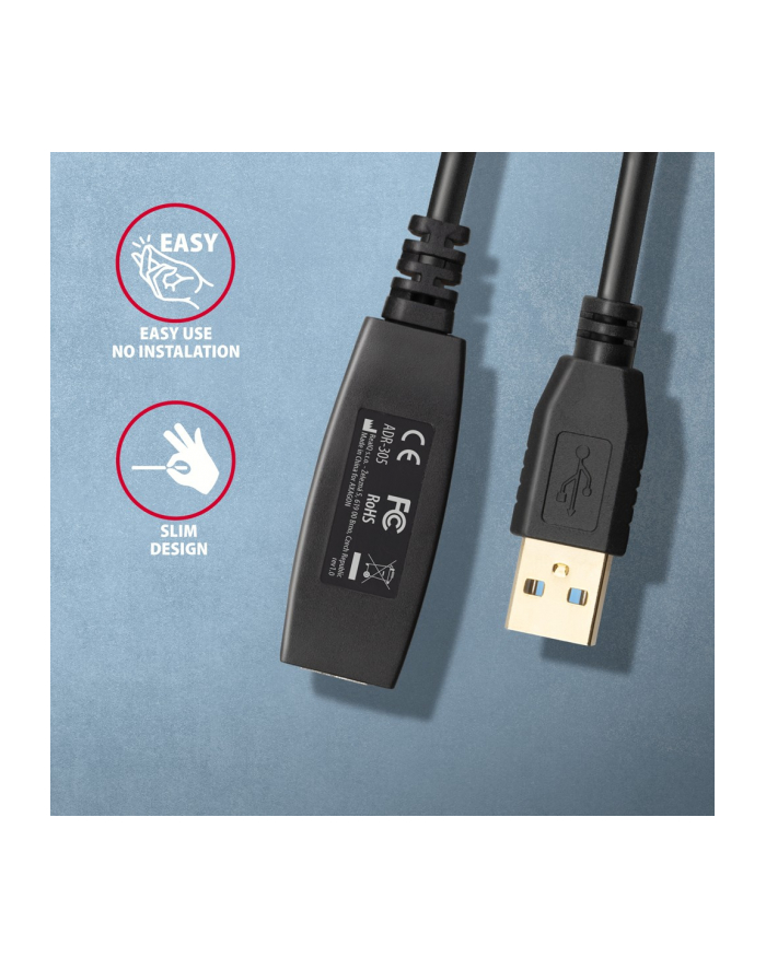axagon Kabel ADR-305 USB 3.0 A-M -> A-F aktywny kabel przedłużacz/wzmacniacz 5m główny