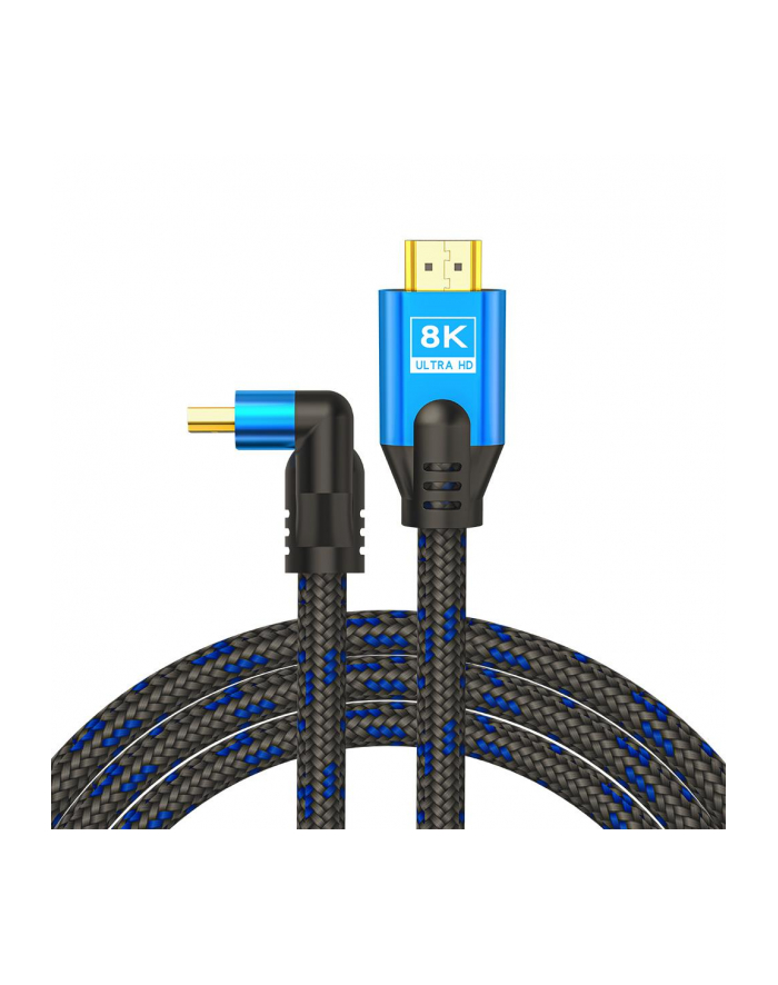 savio Kabel HDMI (M) v2.1, kątowy, 5m, 8K, miedź, niebiesko-czarny, złote końcówki, ethernet/3D, CL-175 główny