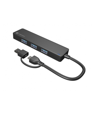 natec Hub USB-C 4 porty Mayfly czarny + adapter USB-A