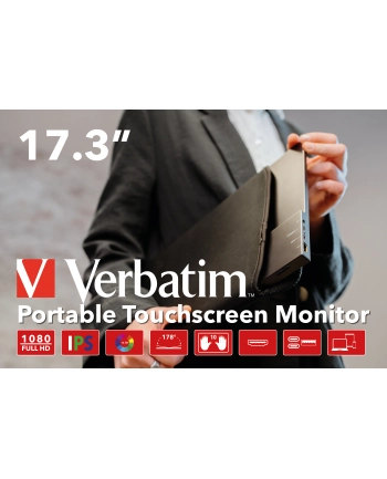 VERBATIM PMT-17 Portable Touchscreen Monitor 17.3inch Full HD 1080p Metal Housing