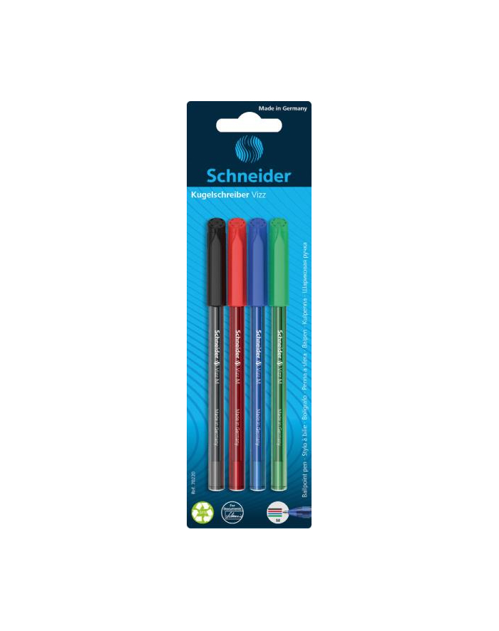pbs connect Długopis SCHNEID-ER VIZZ, M, 4szt., blister, mix kolorów główny