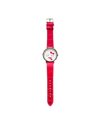 Zegarek analogowy z czerwonym paskiem w metalowym opakowniu Hello Kitty HK50030 Kids Euroswan