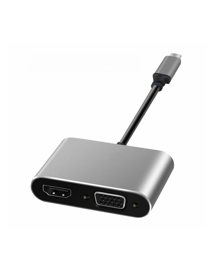 ART ADAPTER USB-C / HDMI female 4K 30Hz + SVGA 15pin female ALU oem główny