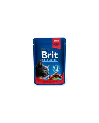Brit Cat Pouches BEEF STEW'amp;PEAS 100g