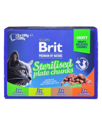 Brit Cat Pouches STERILE PLATE 1200g (12x100g)