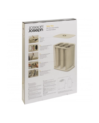 Potrójny kosz na pranie 90l ecru JOSEPH JOSEPH