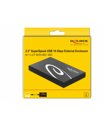 DeLOCK external enclosure for 2.5? SATA HDD / SSD with SuperSpeed USB 10 Gbps (USB 3.1 Gen 2), drive enclosure (Kolor: CZARNY)