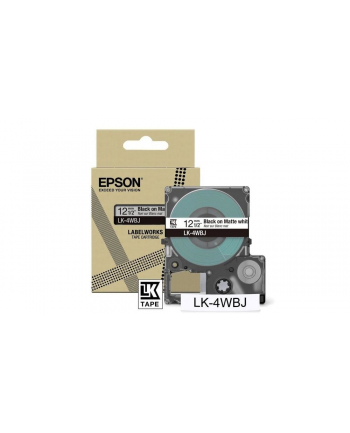 EPSON Matte Tape White/Black 12mm 8m LK-4WBJ
