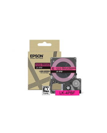 EPSON Colour Tape Fluorescent Pink/Black 12mm 5m LK-4PBF