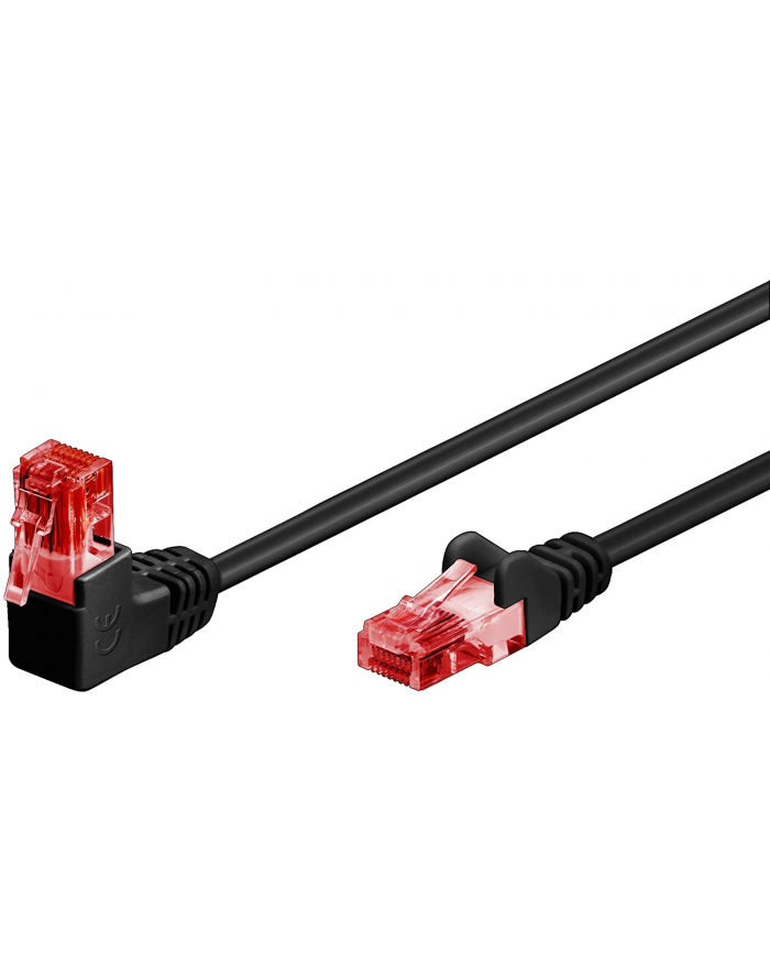 Kabel LAN Patchcord CAT 6 U/UTP 1x90 CZARNY 1m główny