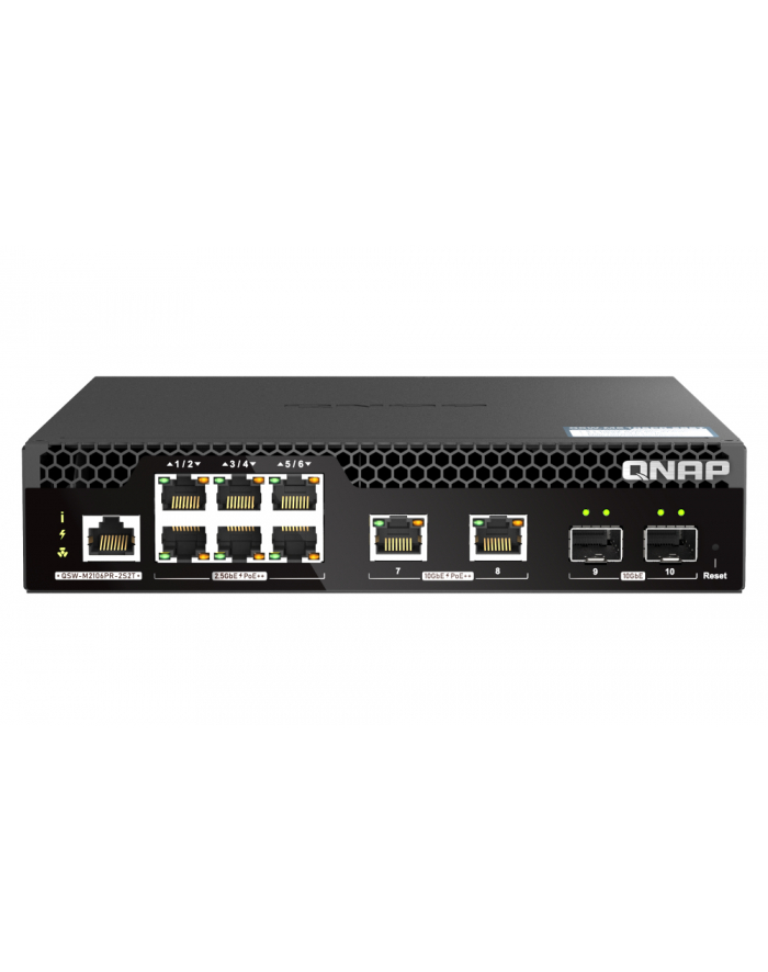 Qnap QSW-M2106PR-2S2T 10-portowy przełącznik 2x 10GbE SFP +, 2x 10GbE RJ45, 6x 2.5GbE RJ45,PoE (8 portów), 1 złącze RJ45 1GbE Kopia główny